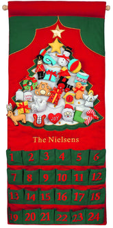 White Christmas Tree Advent Calendar WITH "FAMILY NAME"